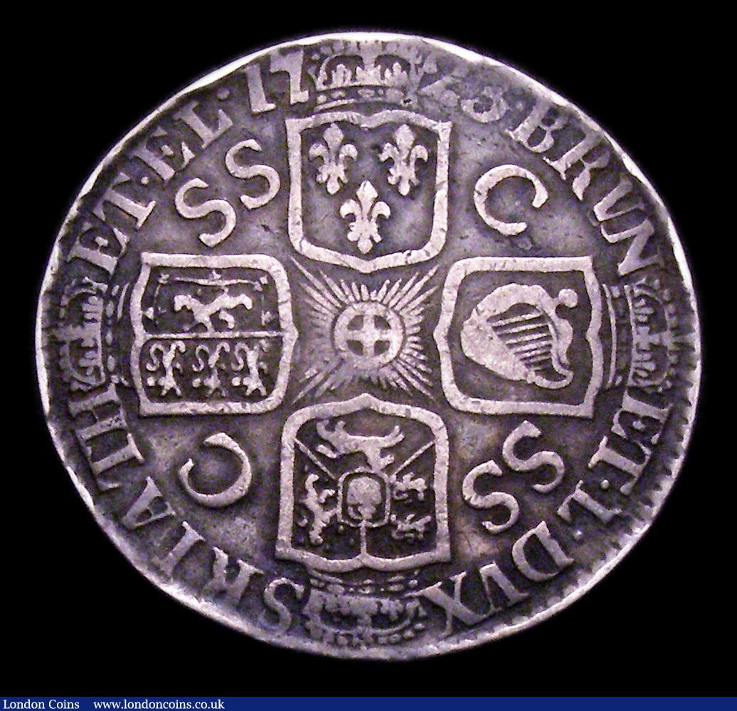 London Coins : A153 : Lot 2282 : Shilling 1723 French Arms at date ESC 1177 VG with some smoothing to the edge, rare