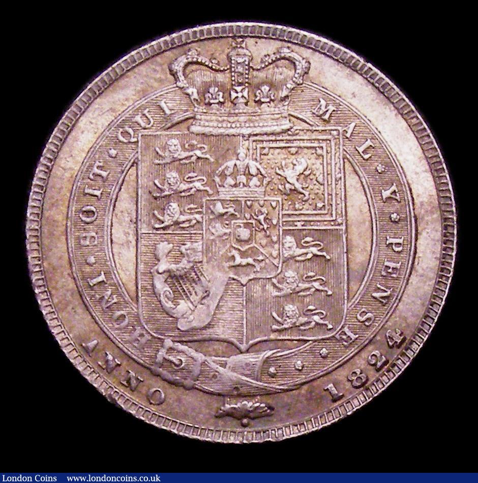 London Coins : A153 : Lot 2289 : Shilling 1824 ESC 1251 UNC with golden tone and some light cabinet friction