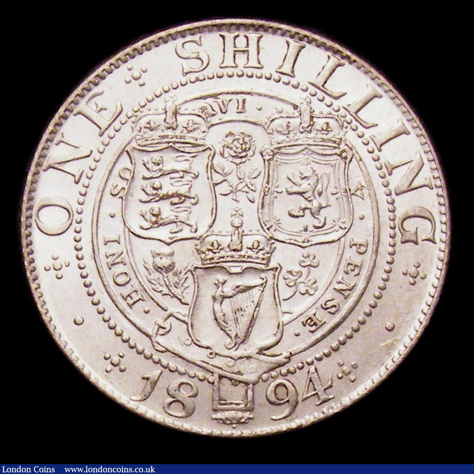 London Coins : A153 : Lot 2292 : Shilling 1894 ESC 1363 Davies 1014 dies 2A NEF/EF a scarcer die pairing