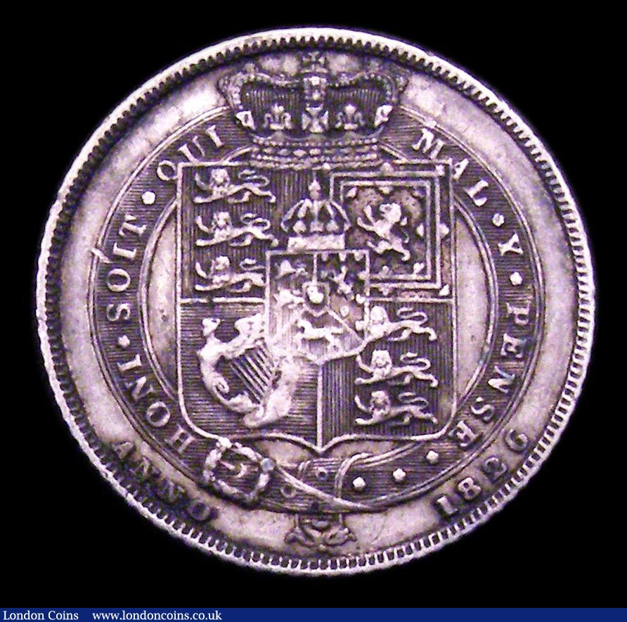 London Coins : A153 : Lot 2305 : Sixpence 1826 Shield in Garter ESC 1660 NVF Rare
