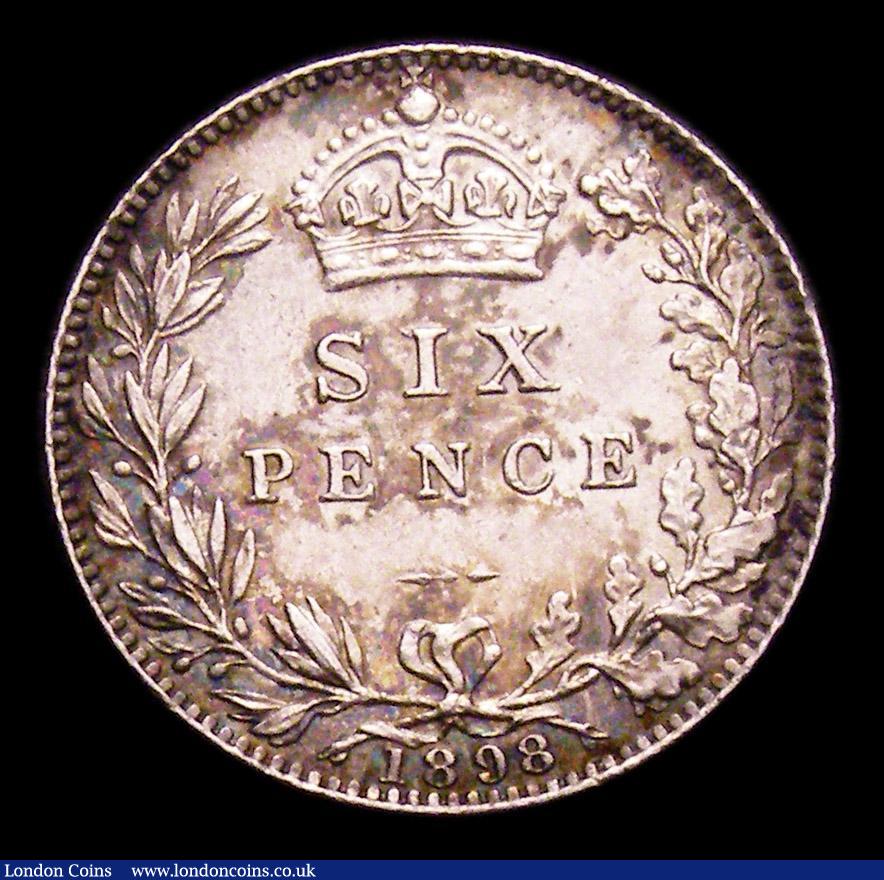 London Coins : A153 : Lot 2306 : Sixpence 1898 Small date unlisted by Spink, ESC or Davies. Davies suggests that all 1898 Sixpences h...