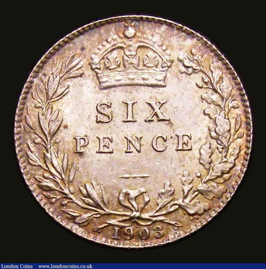 London Coins : A153 : Lot 2307 : Sixpence 1903 ESC 1787 UNC and nicely toned with a few very light contact marks