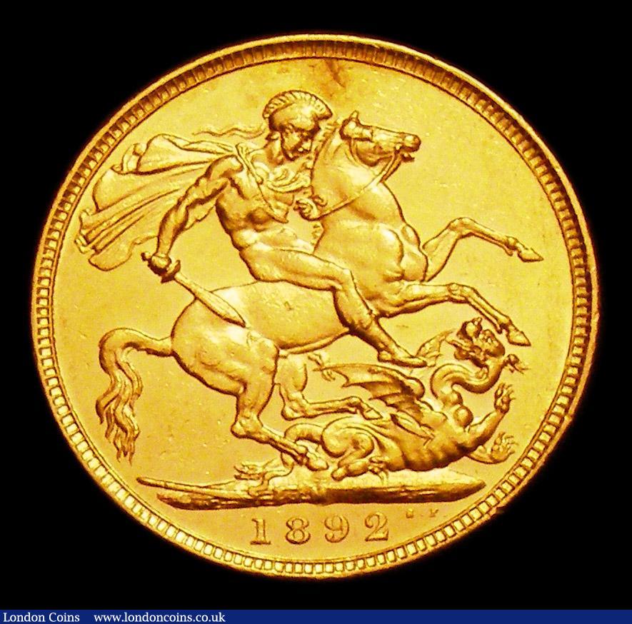 London Coins : A153 : Lot 2319 : Sovereign 1892M S.3867C VF/GVF with a couple of spots of uneven tone