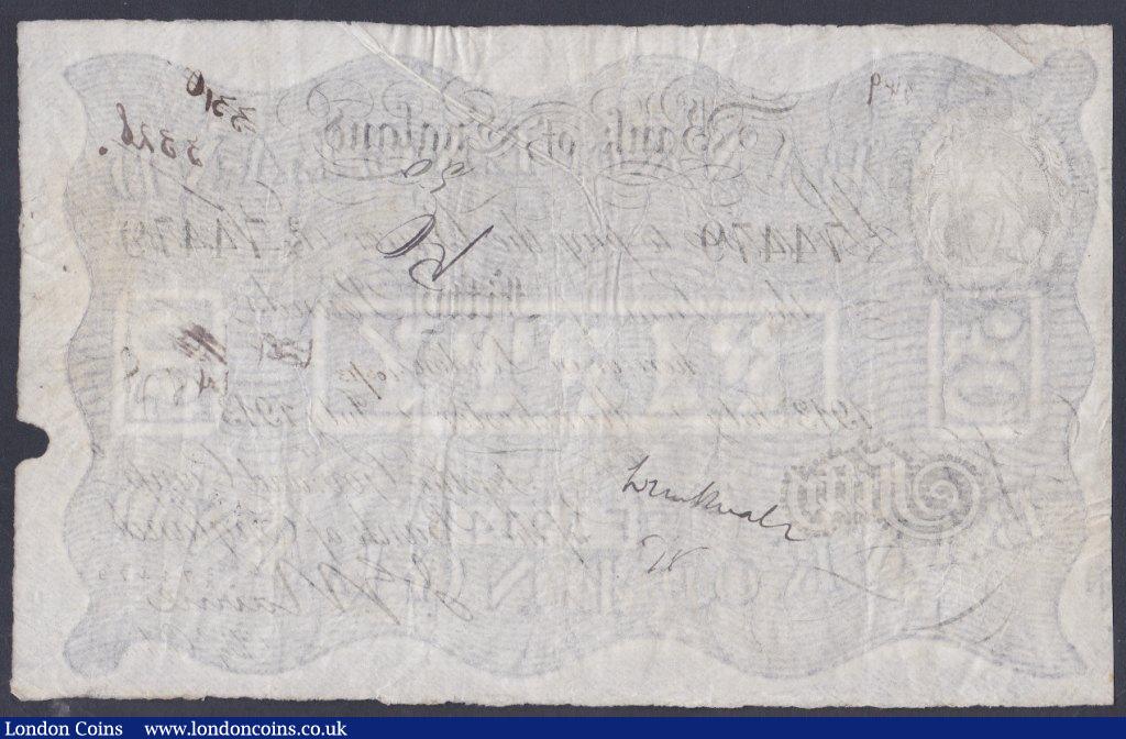 London Coins : A153 : Lot 24 : Fifty pounds Nairne B208e dated 2nd July 1913 series 2/X 74479, MANCHESTER branch issue, inked numbe...