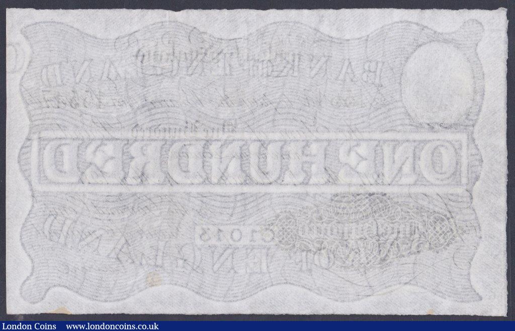 London Coins : A153 : Lot 25 : One hundred pounds Nairne B208f dated 4th May 1911 series Y/27 45547, MANCHESTER branch issue, faint...