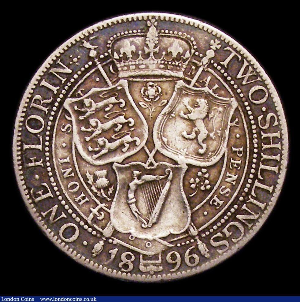 London Coins : A153 : Lot 2805 : Florin 1896 Davies 840 Obv 1 Rev A an unknown die pairing until found this century with only one oth...