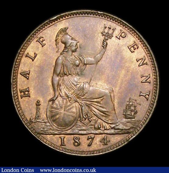 London Coins : A153 : Lot 3101 : Halfpenny 1874 Freeman 315 dies 9+I A/UNC with traces of lustre, slabbed and graded CGS 70Ex-Croydon...