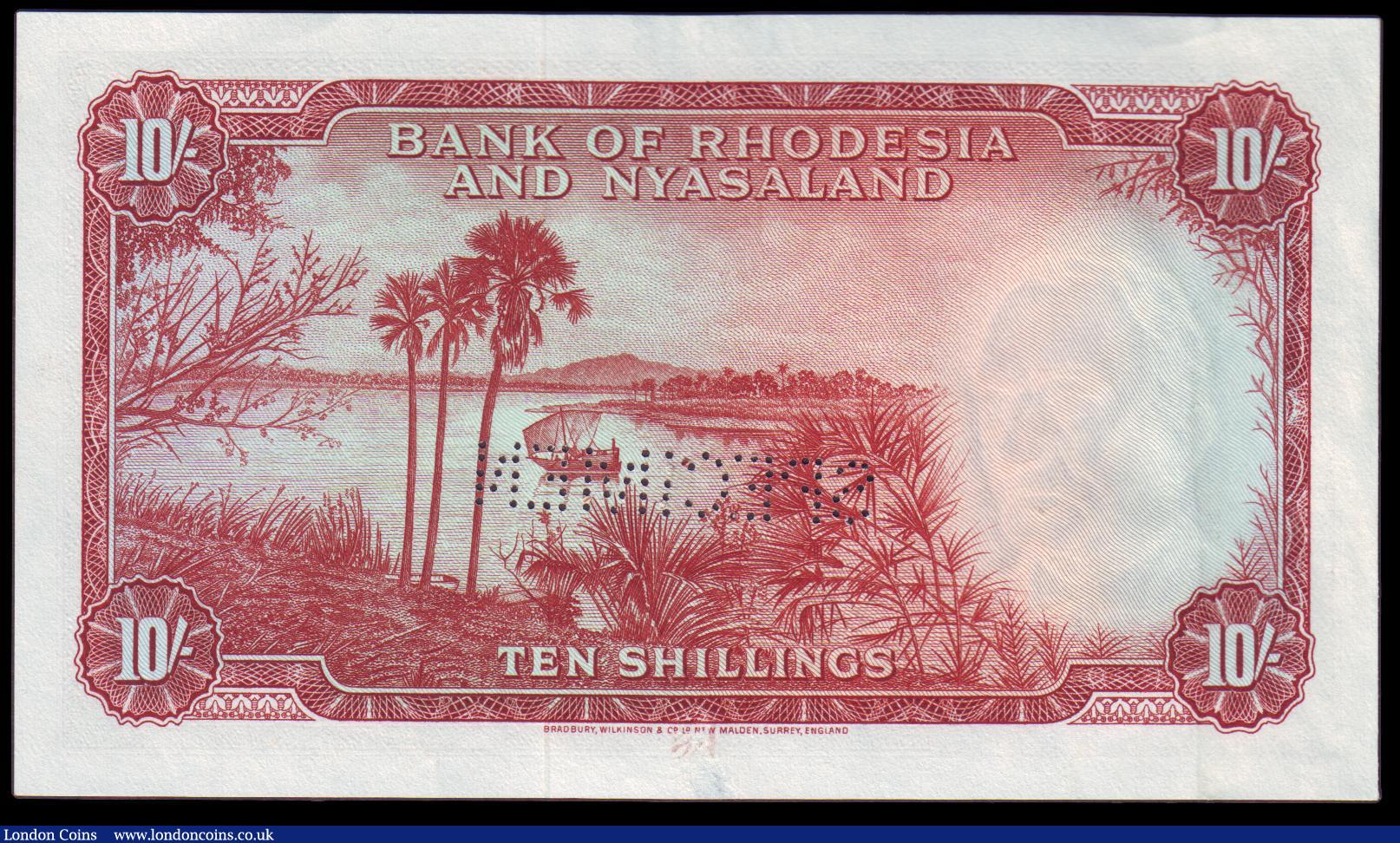 London Coins : A153 : Lot 375 : Rhodesia & Nyasaland 10 shillings archival SPECIMEN dated 23rd February 1962 series W/39 000001-...