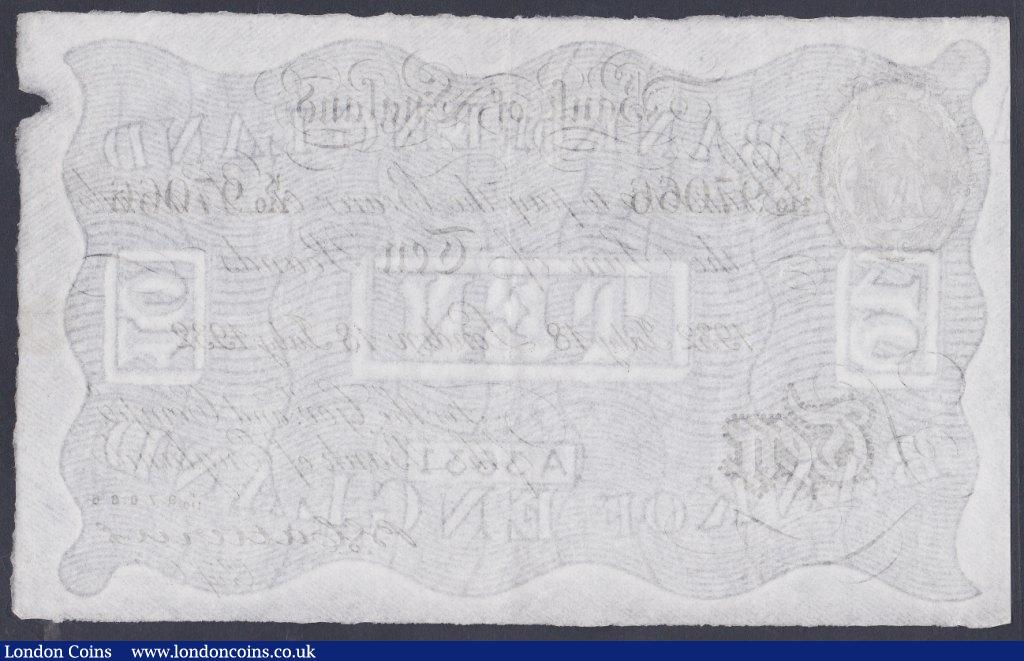 London Coins : A153 : Lot 60 : Ten pounds white Catterns B229 dated 18th July 1932 series K/110 97066, GVF
