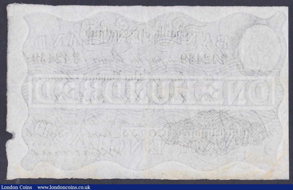London Coins : A153 : Lot 65 : One hundred pounds Catterns white B232 dated 20th January 1934, series 45/O 42439 London issue, stai...