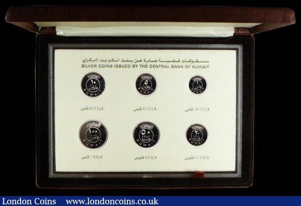Kuwait, 1987 silver Proof set, 6 coins, each with ship with sails design,  in sealed plastic holder and contained in case of issue. Unc. (Ref. KM PS3 $675). : World Cased : Auction 153 : Lot 673