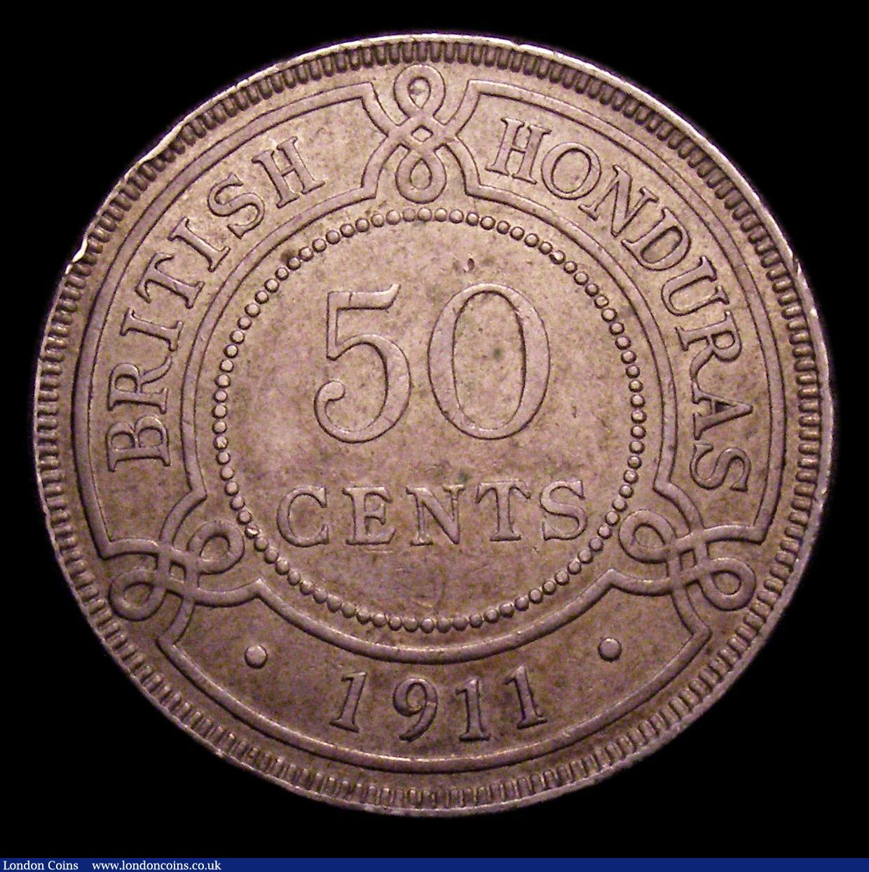 London Coins : A153 : Lot 909 : British Honduras 50 Cents 1911 KM#18 Good VF with some spots and edge nicks