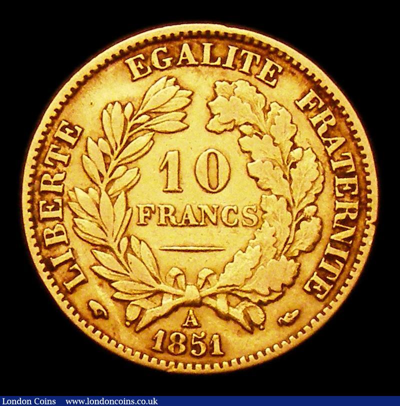 London Coins : A153 : Lot 943 : France 10 Francs 1851A KM#770 Fine