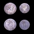 London Coins : A153 : Lot 2262 : Maundy Set 1818 ESC 2423 an assembled set Fourpence NEF/GVF, Threepence NEF toned, Twopence GVF with...