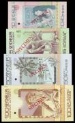 London Coins : A153 : Lot 411 : Seychelles (4) Monetary Authority SPECIMENS No.095, 10 rupees, 25 rupees, 50 rupees all series A0000...