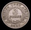 London Coins : A153 : Lot 913 : British West Africa Threepence 1957H KM#35, FT153 VF Rare, one year type