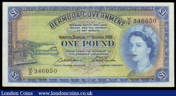 Bermuda One Pound 1966 Pick 20d V/2 346050 EF with some pinholes at the left : World Banknotes : Auction 154 : Lot 129