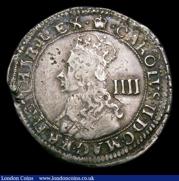 Fourpence Charles II Hammered coinage Third issue S.3324 GF/VF toned with some edge cracks : Hammered Coins : Auction 154 : Lot 1587