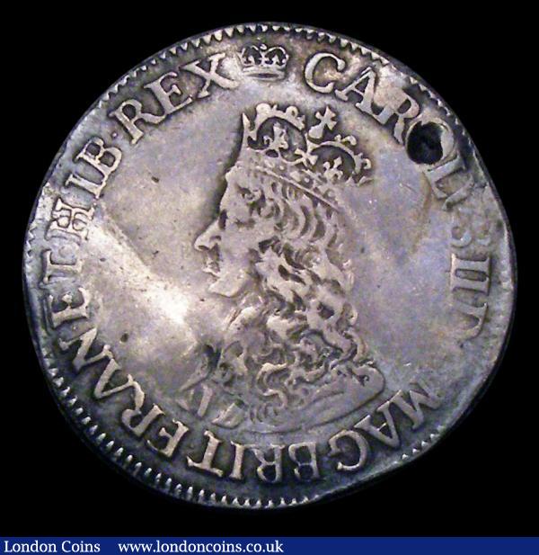 Sixpence Charles II First hammered issue, No inner circles of mark of value, S.3309 Fine, creased and straightened, holed, Very Rare : Hammered Coins : Auction 154 : Lot 1706