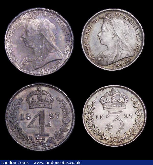 Maundy Set 1897 ESC 2512 GEF to A/UNC the Penny with some uneven tone on the obverse : English Coins : Auction 154 : Lot 2343