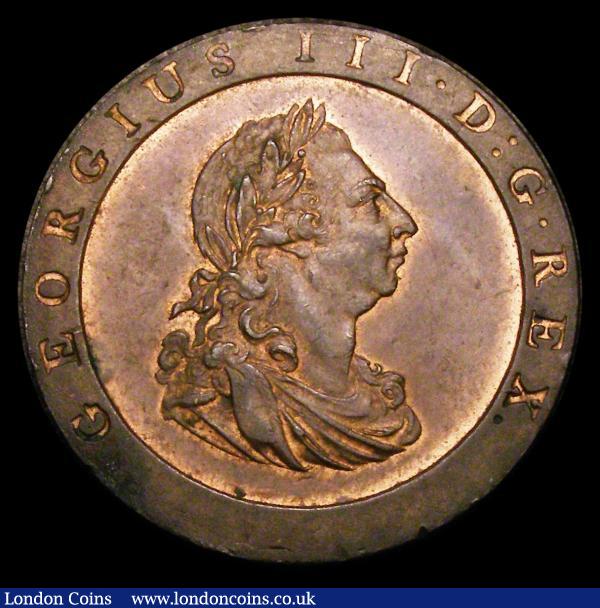 Penny 1797 10 Leaves Peck 1132 AU/GEF with traces of lustre : English Coins : Auction 154 : Lot 2387