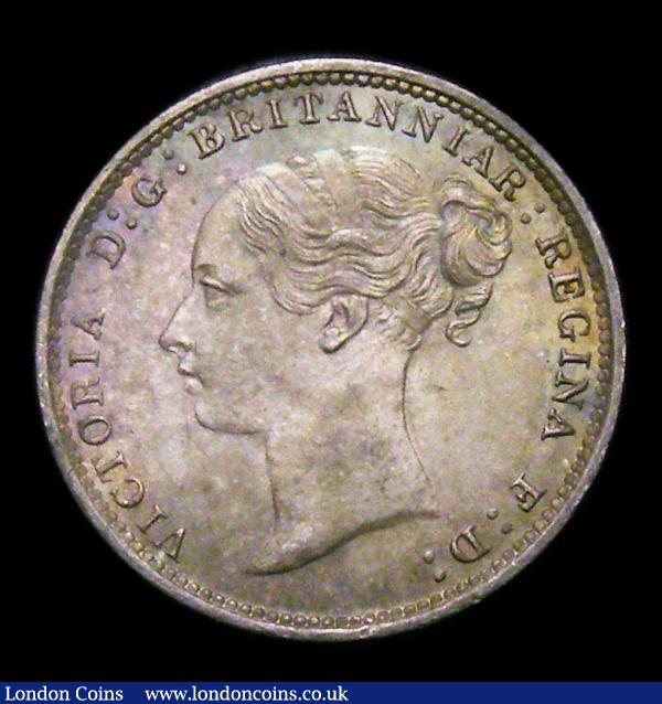 Threepence 1887 Young Head ESC 2094 UNC and attractively toned, one small edge nick otherwise choice : English Coins : Auction 154 : Lot 3055