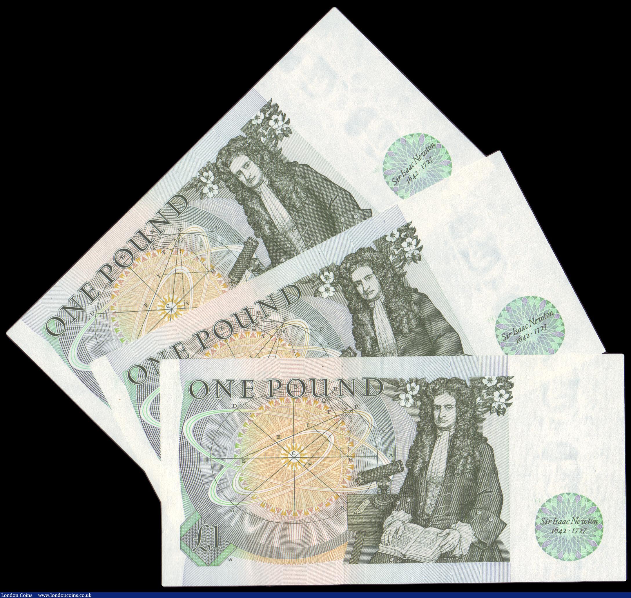London Coins : A154 : Lot 102 : ERROR £1 Somerset B341 (3) issued 1981 a consecutively numbered run series AR12 493695 to AR12...