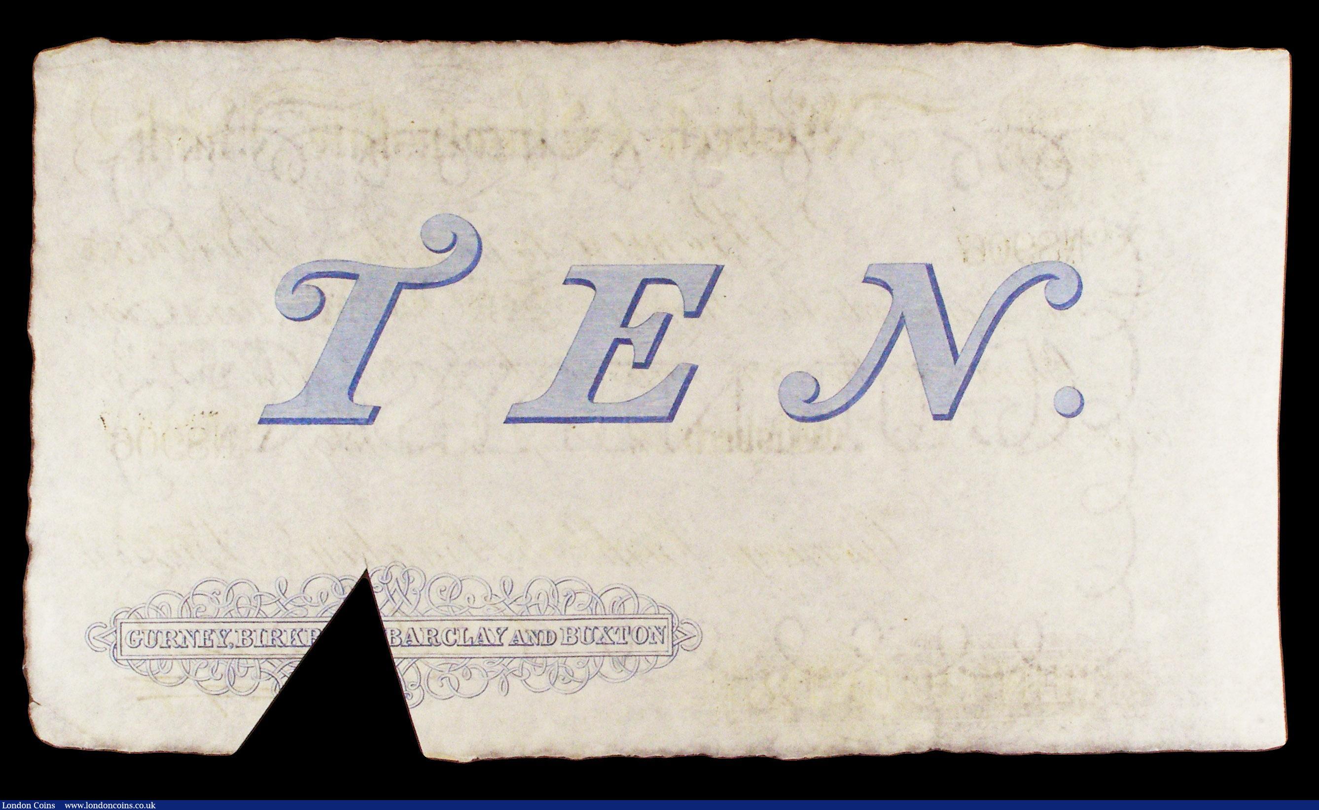 London Coins : A154 : Lot 111 : Wisbech & Lincolnshire Bank £10 dated 1894 No.N8906 for Gurney, Birkbeck, Barclay & Bu...