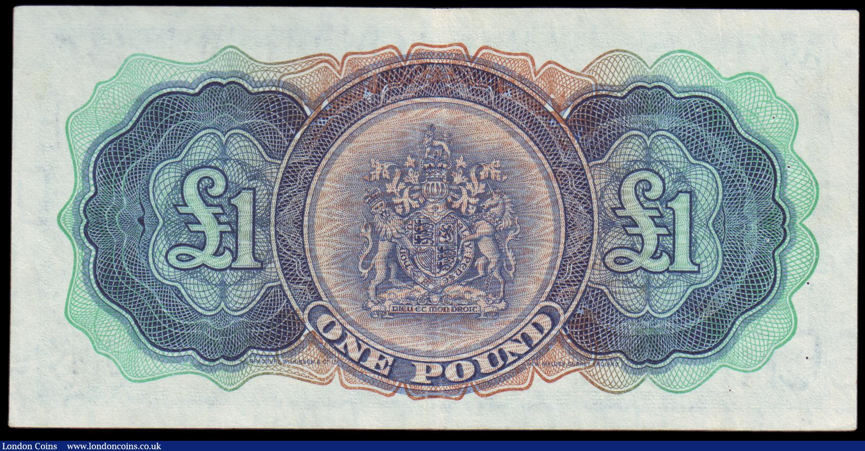 London Coins : A154 : Lot 129 : Bermuda One Pound 1966 Pick 20d V/2 346050 EF with some pinholes at the left