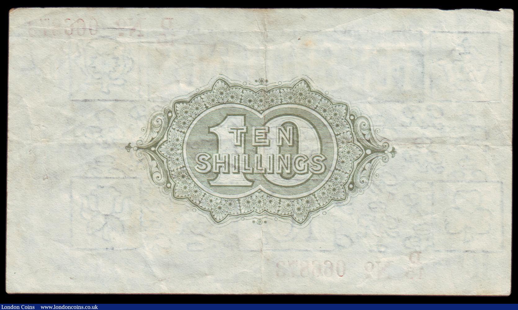 London Coins : A154 : Lot 14 : Ten shillings Warren Fisher T26 issued 1919, 1st series No. with dash D/15066873, edge damage top le...