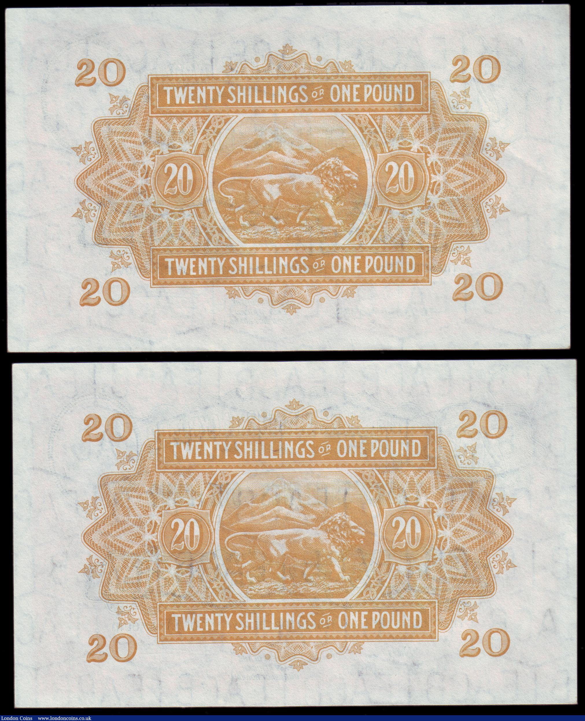 London Coins : A154 : Lot 152 : East Africa 20 shillings (2) both dated 1st January 1955, a consecutively numbered pair series G79 5...