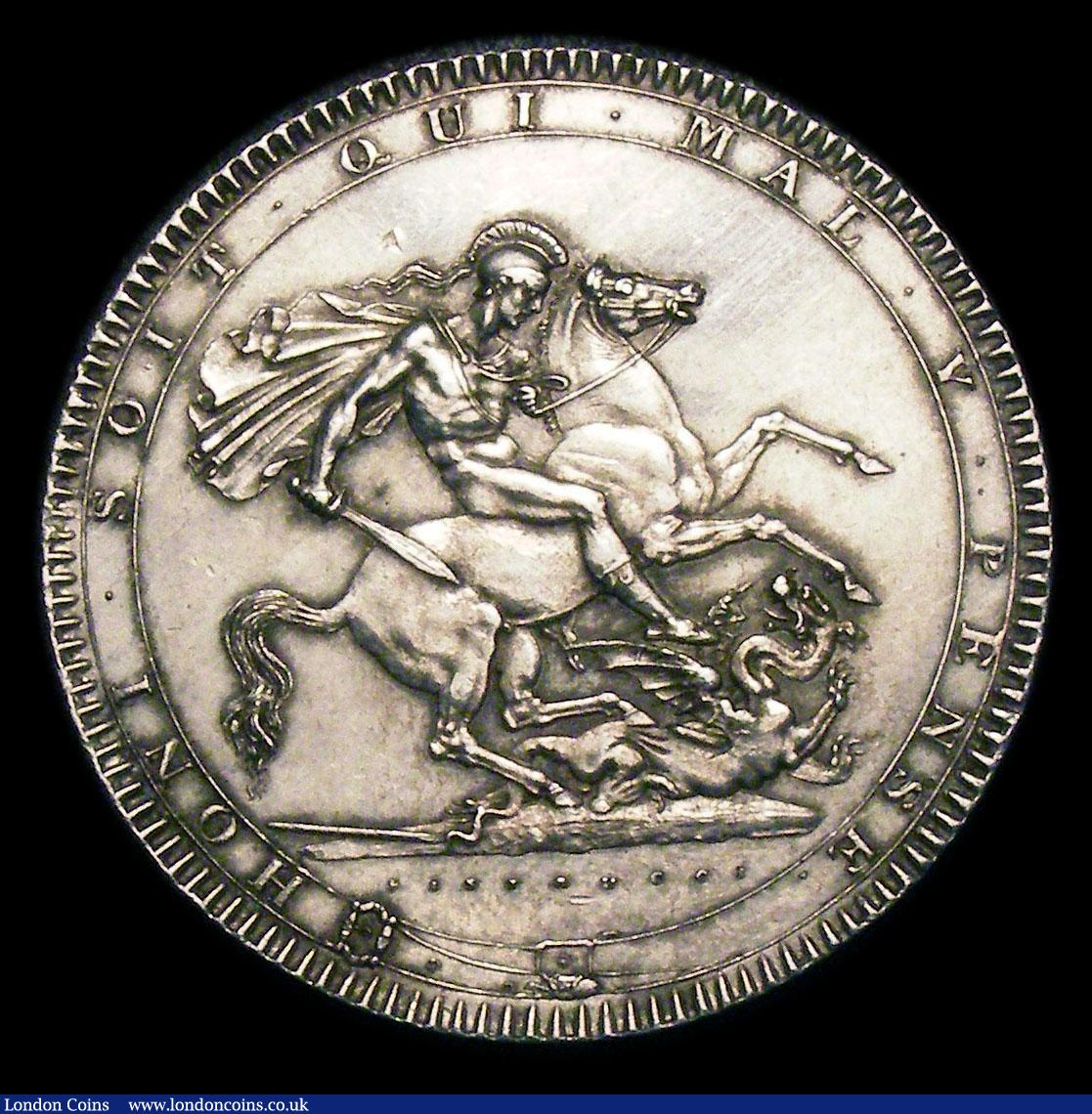 London Coins : A154 : Lot 1753 : Crown 1819 LIX as ESC 215 with three distinct raised dots on the obverse, two in the King's hai...