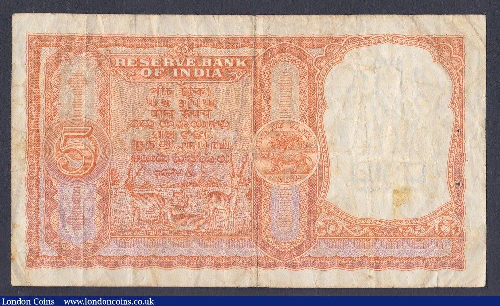 London Coins : A154 : Lot 189 : India 5 rupees, Gulf series issued c.1950s-60s series Z/7 269320, PickR2a, inked number at left, usu...