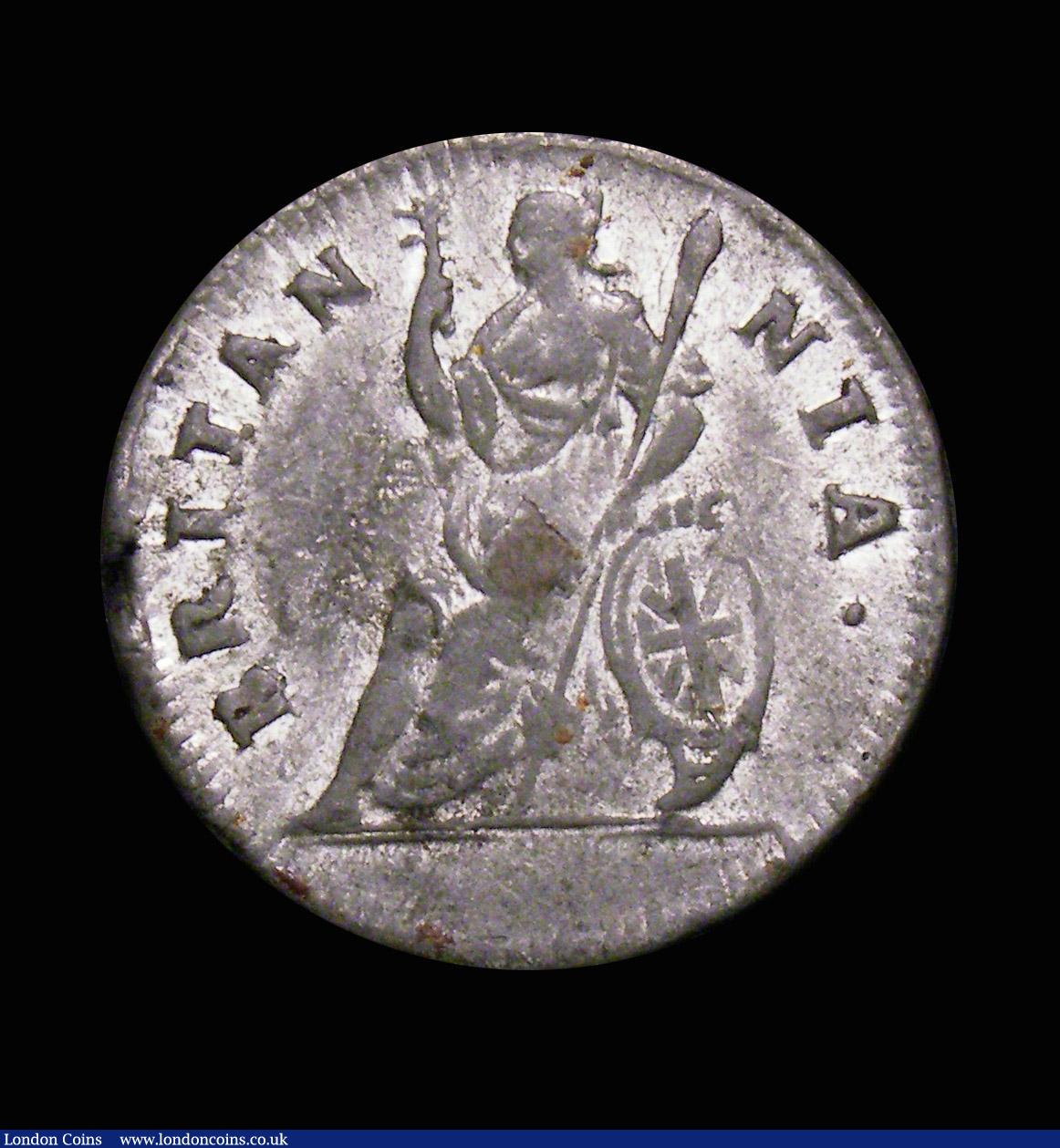 London Coins : A154 : Lot 1900 : Farthing 1685 James II edge type unlisted by Peck, the date figures followed by a 5-lobed mullet ins...