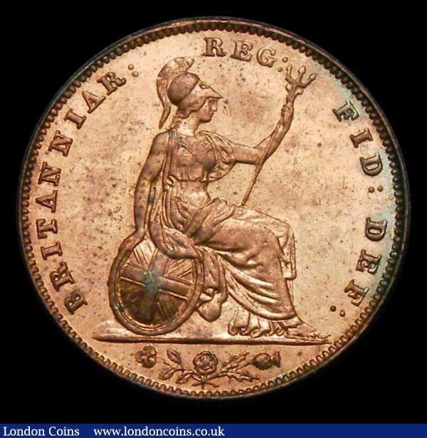 Farthing 1857 Peck 1585 UNC with 25%/75% lustre, the obverse with some contact marks : English Coins : Auction 154 : Lot 1922