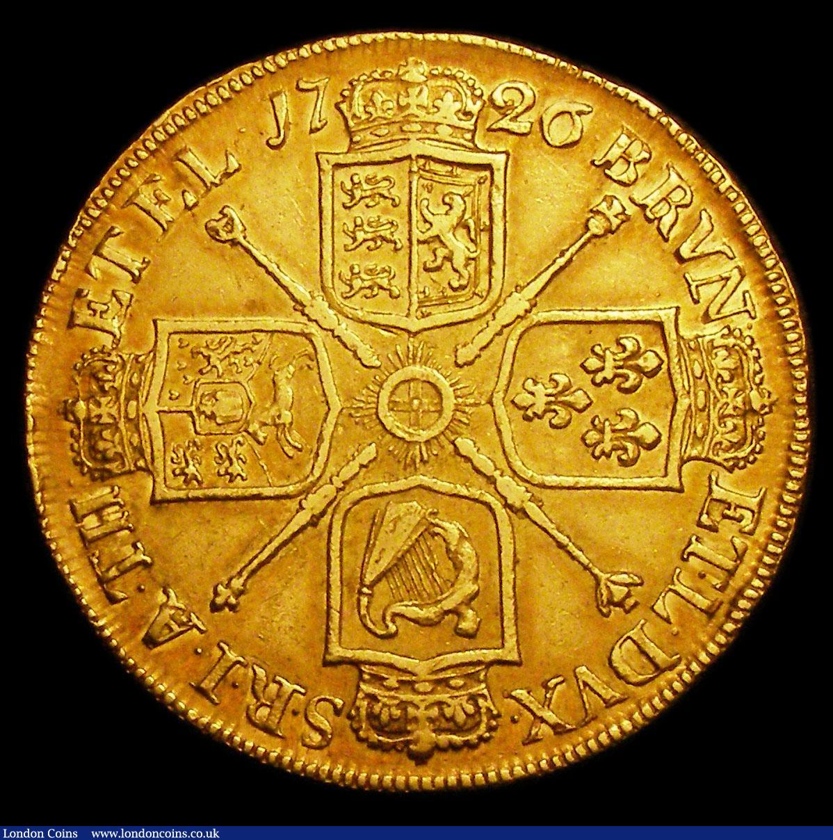 London Coins : A154 : Lot 1946 : Five Guineas 1726 DECIMO TERTIO S.3626 solid VF/GVF with a pleasing orange hue a small edge bruise a...