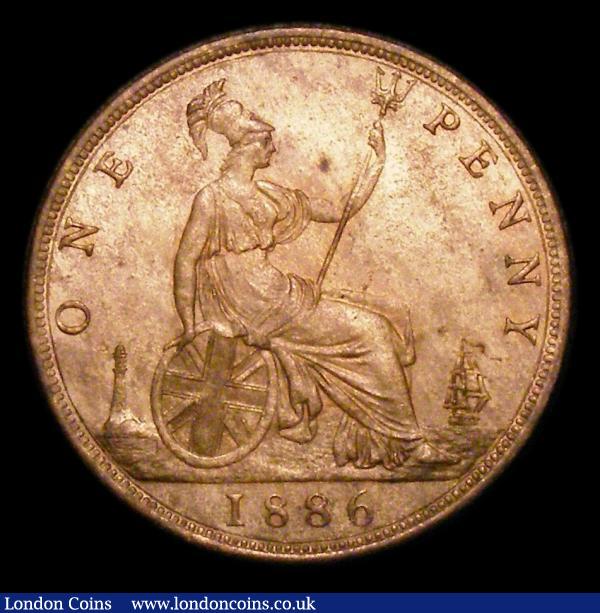 Penny 1886 Freeman 123 dies 12+N UNC with pale lustre with some minor contact marks, comes with Spink ticket : English Coins : Auction 154 : Lot 2455