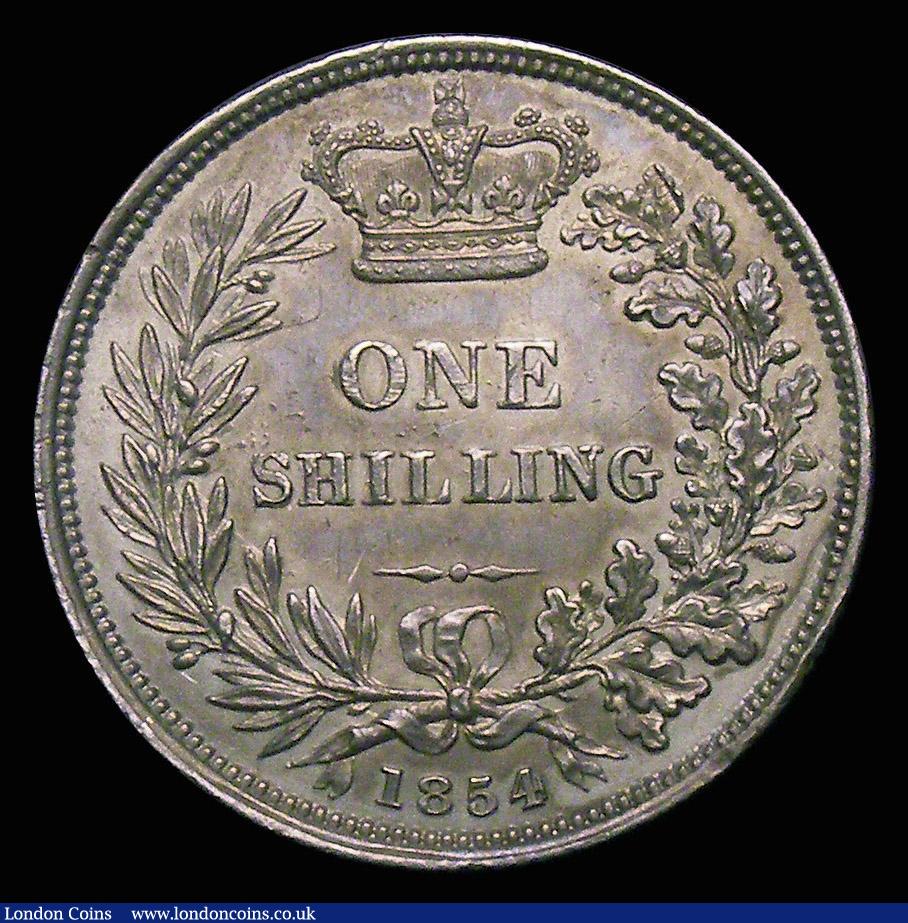 London Coins : A154 : Lot 2564 : Shilling 1854 ESC 1302 GEF a very high grade example of this extremely rare date, almost never encou...