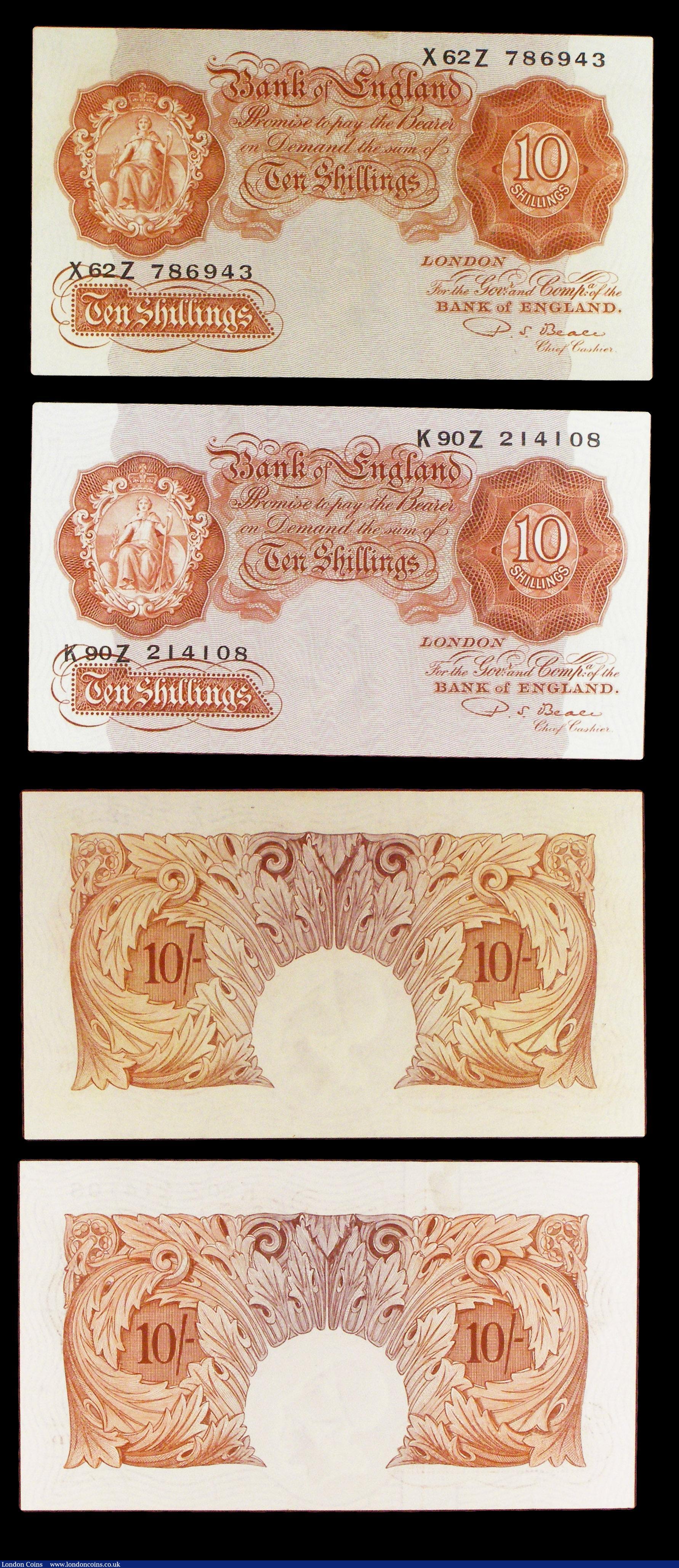 London Coins : A154 : Lot 51 : Ten shillings Beale (2) B266 issued 1950, series X62Z cleaned & pressed EF and K90Z GEF to about...