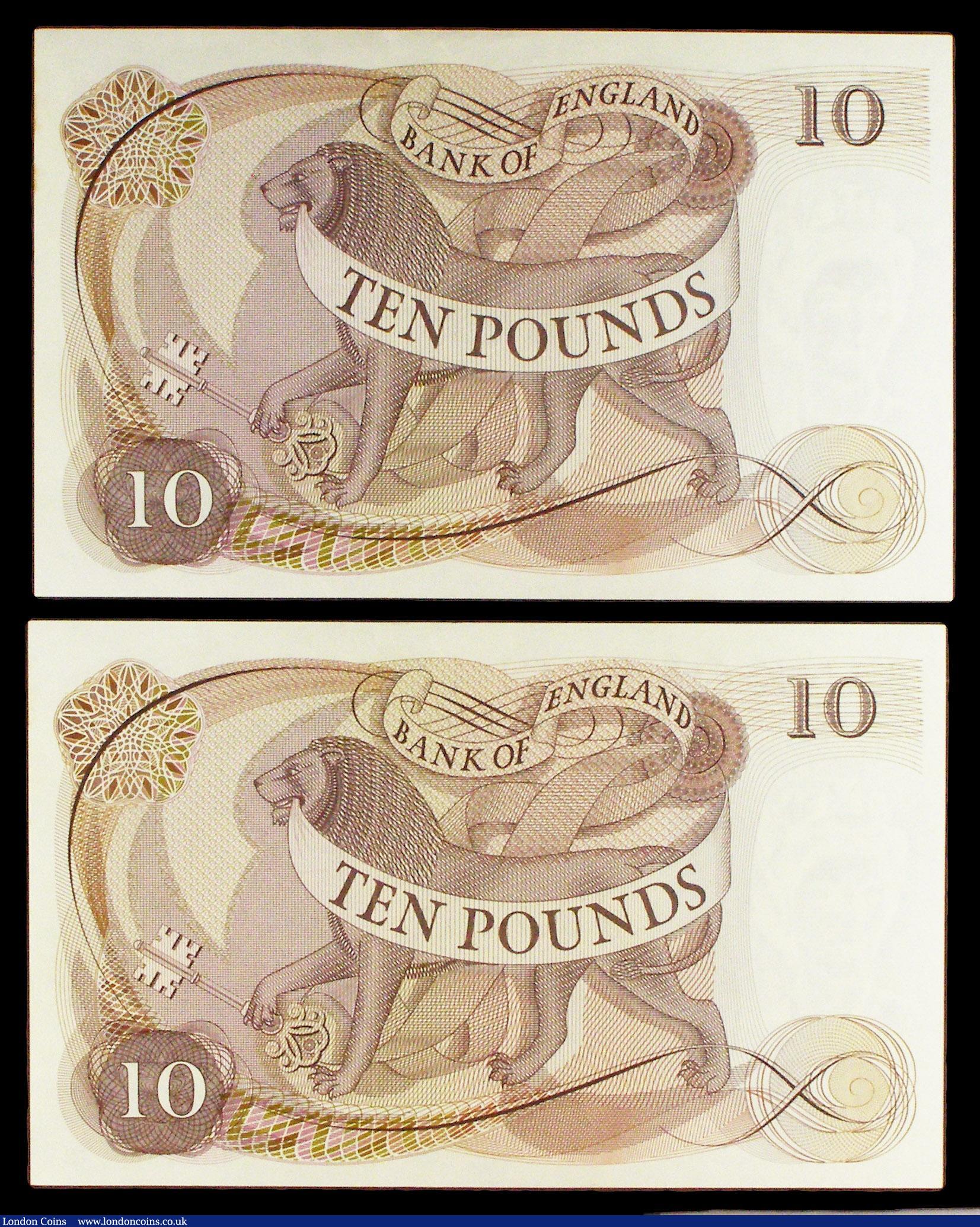 London Coins : A154 : Lot 69 : Ten pounds Fforde B316 (2) issued 1967, a consecutively numbered pair series A51 553991 & A51 55...
