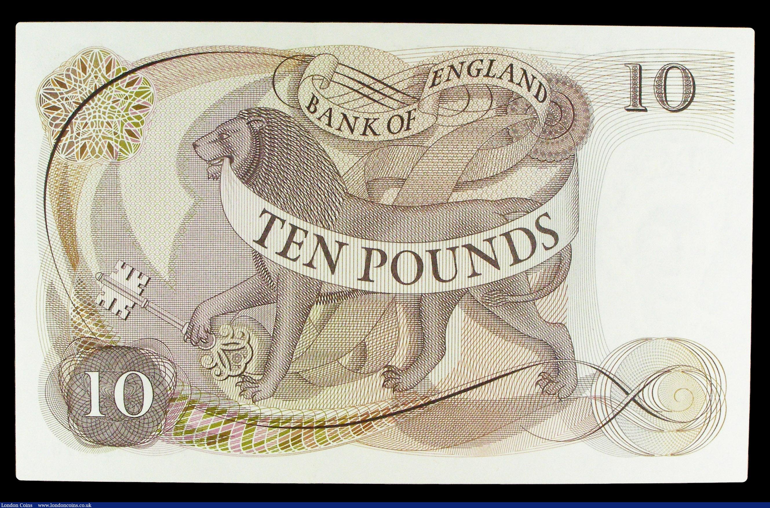 London Coins : A154 : Lot 70 : Ten pounds Fforde B316 issued 1967, series A56 890973, Pick376b, about UNC