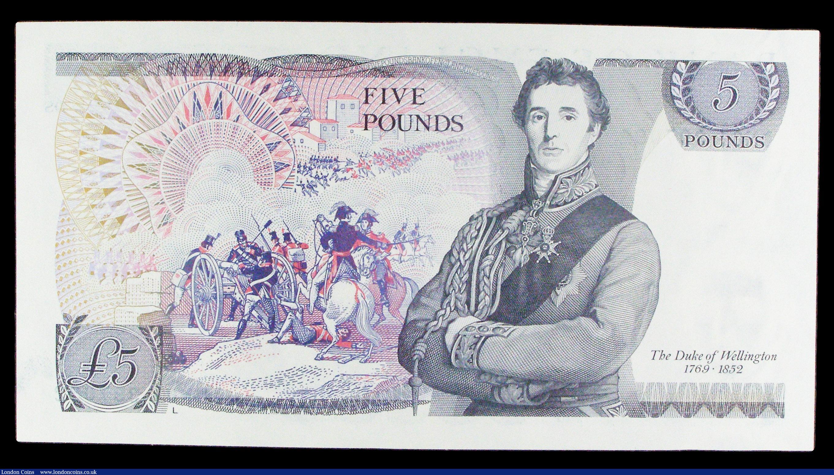 London Coins : A154 : Lot 75 : Five pounds Somerset B343 issued 1980 very first run series DN01 397082, faint corner bend only, abo...