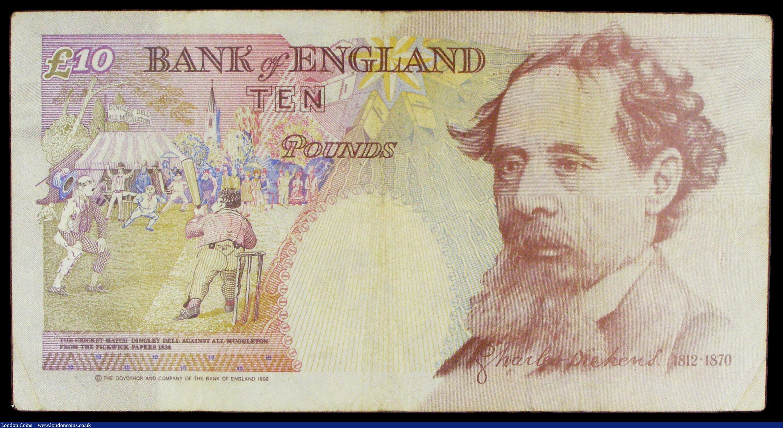 London Coins : A154 : Lot 83 : Ten pounds Kentfield B367 issued 1992 experimental series Z90 811096, Fine