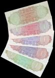 London Coins : A154 : Lot 128 : Belize (5) QE2 t right, $1 1976 Pick33c UNC, $2 1974 Pick34a UNC, $2 1975 Pick34b about UNC to UNC, ...