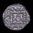 London Coins : A154 : Lot 1524 : Ar sceat.  Anglo Saxon.   Primary Sceattas. C, 680-700.  Series A, variety 2. Mint in Kent.  Obv; Ra...