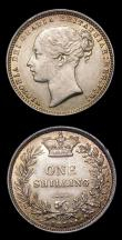 London Coins : A154 : Lot 2661 : Shillings (3) 1873 ESC 1325 Die Number 46 EF toned with some light contact marks, 1883 ESC 1342 AU/U...