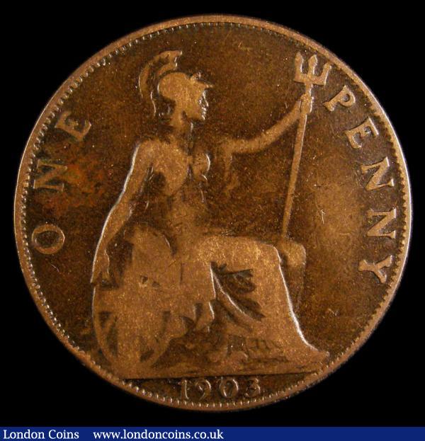 Penny 1903 Open 3 Freeman 158A dies 1+B, VG slabbed and graded LCGS 10, Ex-Dr.A.Findlow Hall of Fame Pennies : English Coins : Auction 155 : Lot 1237