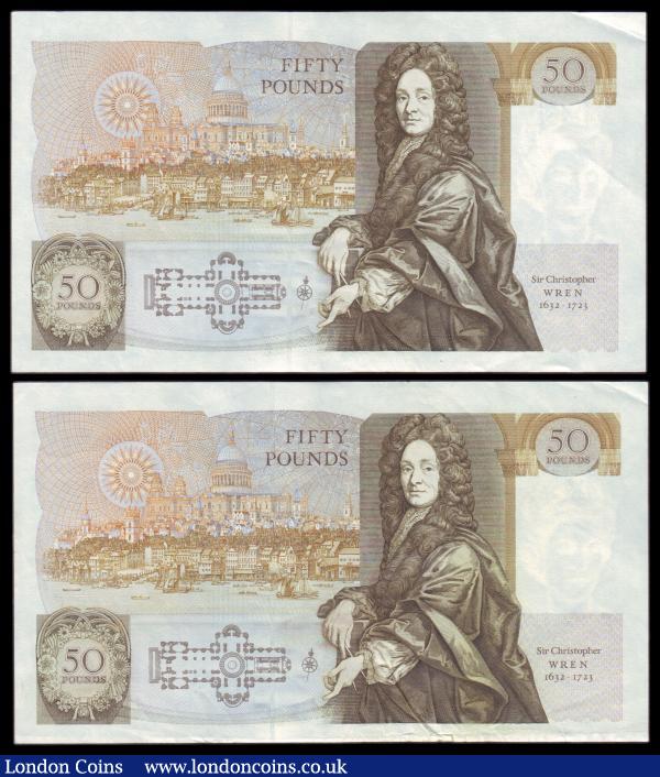 Fifty pounds Gill B356 (2) a consecutively numbered pair series C15 195490 & C15 195491, Pick381b, EF to GEF : English Banknotes : Auction 155 : Lot 1761
