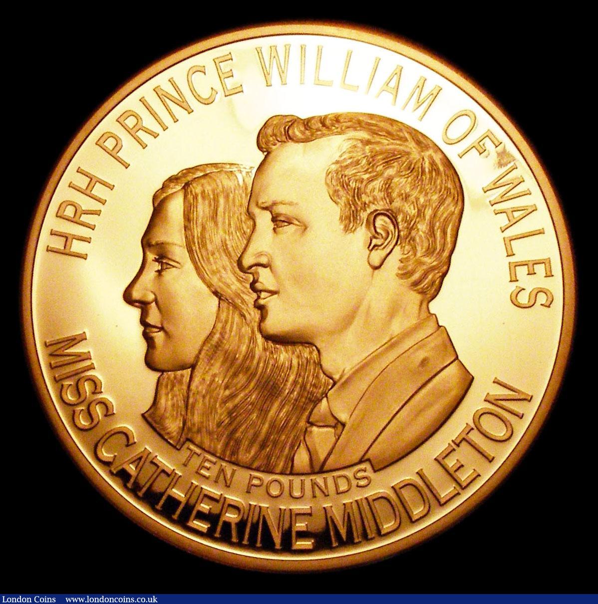 London Coins : A155 : Lot 322 : Guernsey Ten Pounds 2011 HRH Prince William and Miss Catherine Middleton 5 oz. Gold Proof FDC in a W...