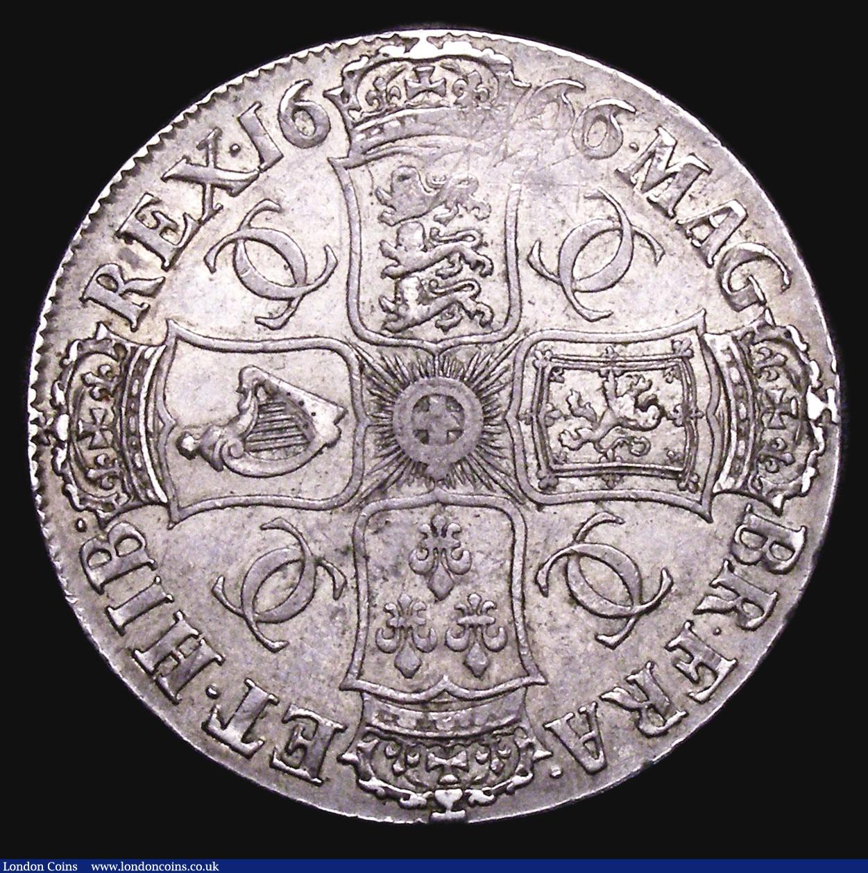 London Coins : A155 : Lot 550 : Crown 1666 XVIII ESC 32 VF with some adjustment lines below the date